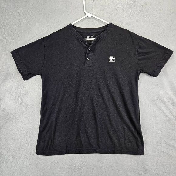 Taco Bell Shirt Mens Size Medium Black Graphic Employee Button Uniform Henley - Picture 1 of 8